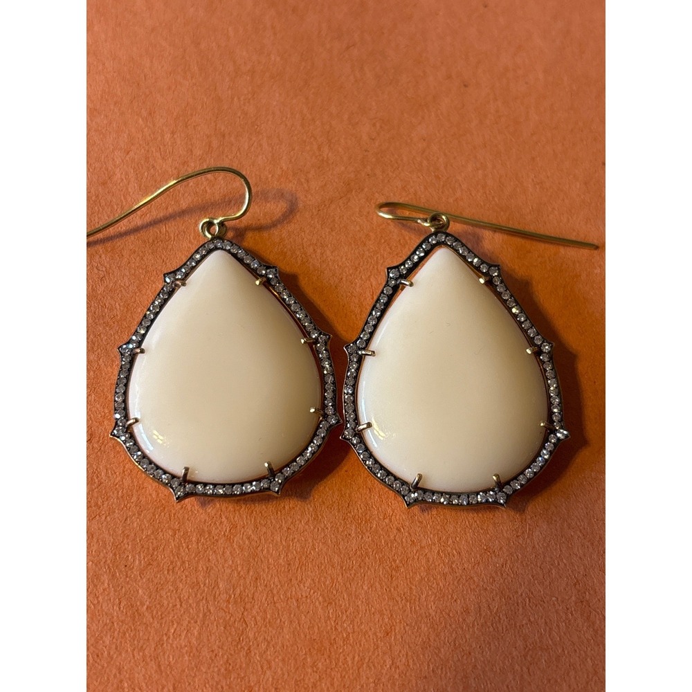 Sylva & Cie Teardrop‎ Earrings Women OS White Gold Agate Diamond 18k
